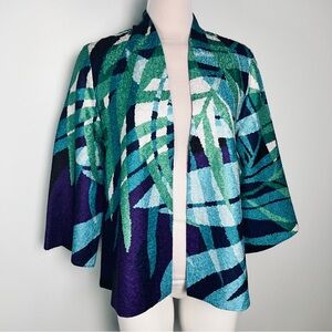 Chico's Travelers Reversible Pacific Palm Crushed Jacket Women's Size 1 Medium